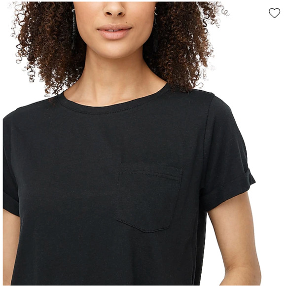NWT J. Crew Black Slub Cotton-Blend Rolled Short-Sleeve Tee - Picture 9 of 11